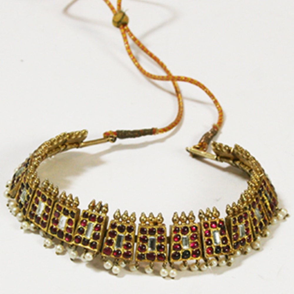 Red Stone Pearl Choker Necklace